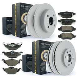 NB PARTS Bremsscheiben + Bremsbeläge Premium Gold Edition vorne + hinten