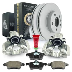 NB PARTS Bremseskiver + bremseklosser + bremsekalipere Premium gullutgave Front