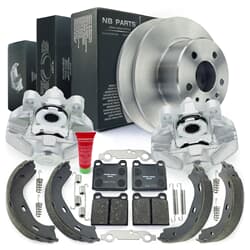 NB PARTS Bremsscheiben + Bremsbeläge + Bremssättel + Bremsbacken + Zubehörsatz radseitig