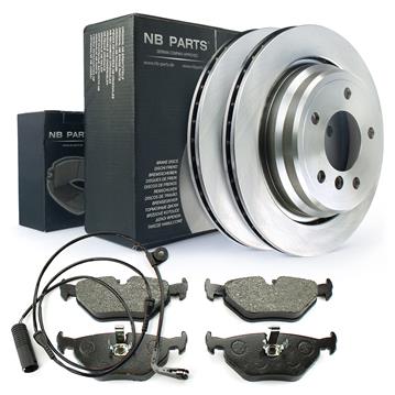Bremsen-set Hinten Bremsscheiben + Bremsbel&#228;ge + Warnkontakt &#216;298 Bel&#252;ftet HA
