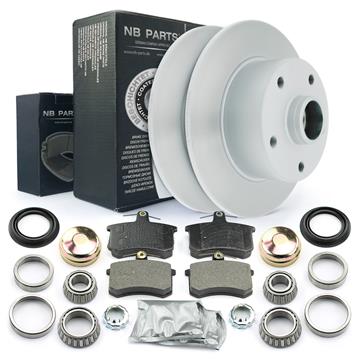 BREMSSCHEIBEN Ø245 VOLL MIT ABS-RING + BREMSBELÄGE + RADLAGER HINTEN