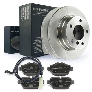 BREMSSCHEIBEN + BREMSBELÄGE + WARNKONTAKT HINTEN